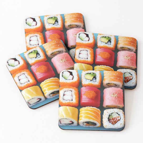 Item preview, Modern Pop Art Sushi - Repetitive Maki and Nigiri Rolls in Bold Colors designed and sold by daila70.
