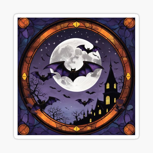 Item preview, Halloween Celestial Bats Print, Faux Spooky Moon and Stars Design designed and sold by PixelStoneDesign .