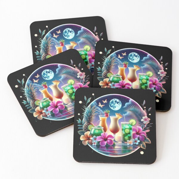 Item preview, Moonlit Tropical Cocktails: Nighttime Paradise Vibes designed and sold by PawtopiaDesigns.