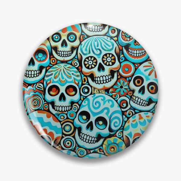 Item preview, retro psychedelic 70s inspired skull horror day of the dead pattern classic t-shirt   designed and sold by blackdoggdesign.