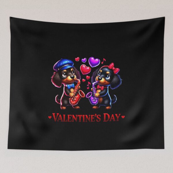 Item preview, Cute Dachshund Valentines Day Heart Lover Dog Music Sax designed and sold by Creat-Des.