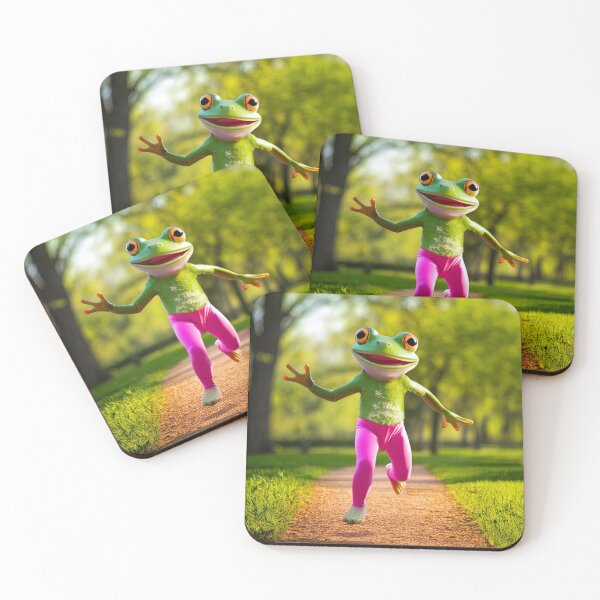 Item preview, Happy to run in springtime frog AI illustration designed and sold by EngineerGoC.