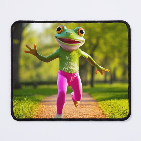 Item preview, Happy to run in springtime frog AI illustration designed and sold by EngineerGoC.