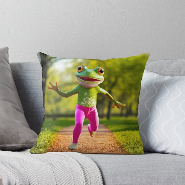Item preview, Happy to run in springtime frog AI illustration designed and sold by EngineerGoC.