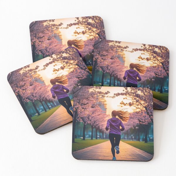Item preview, Woman running in park in springtime AI illustration designed and sold by EngineerGoC.