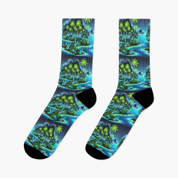 Item preview, Neon Palms and Lagoon: A Bioluminescent Paradise designed and sold by Meta2Physical.