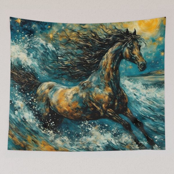 Aperçu de l'œuvre Cheval de vagues de la nuit étoilée créée et vendue par Angelandspot.