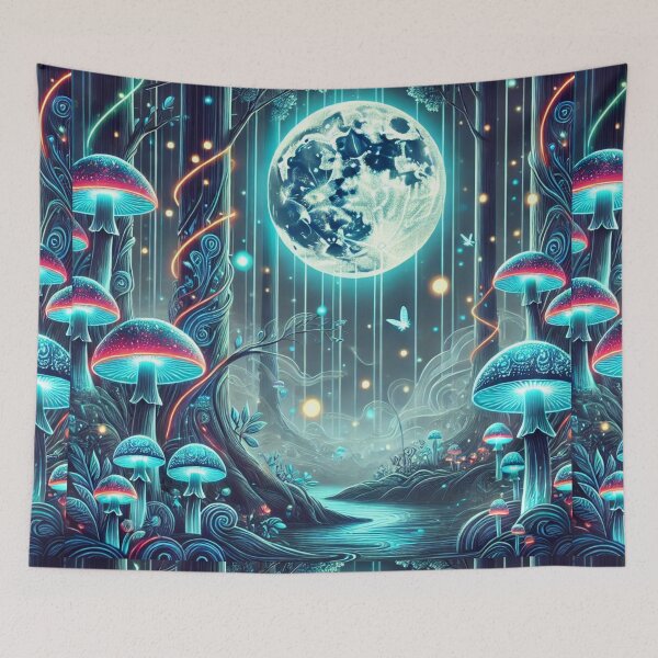 Item preview, Neon Moonlit Forest: A Glowing Mushroom Wonderland designed and sold by Meta2Physical.