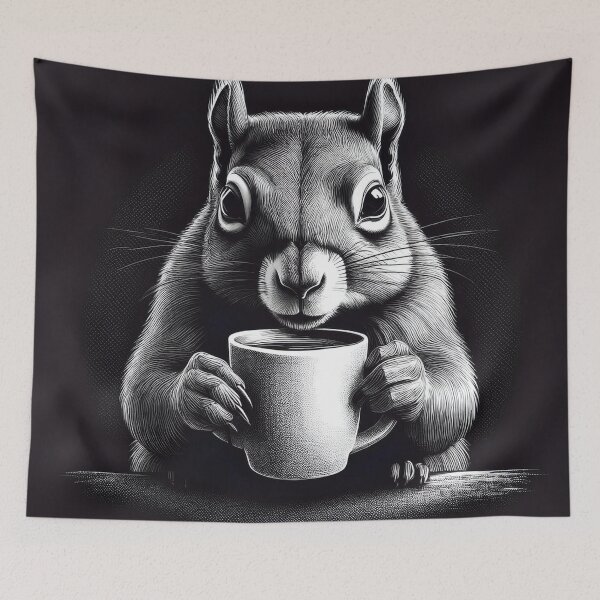 Item preview, Funny up all night Squirrel drinking coffee designed and sold by Boxing Kangaroo Retail Company.