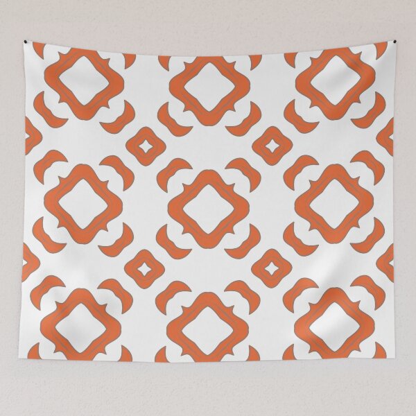 Item preview,  Geometric pattern in warm orange and peach tones with floral motifs 4 designed and sold by AneissPiaf.