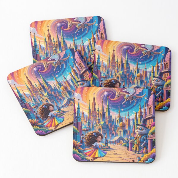Item preview, Dragon Fantasy Blossom Utopia Whimsical World Magical Cityscape designed and sold by ART ATTACK ZONE.