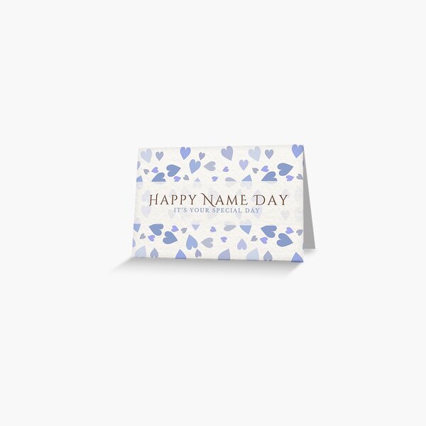 Item preview, Happy Name Day - Blue Hearts designed and sold by Simply Celebrated Milestones.