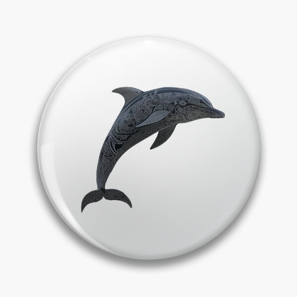Item preview, Black Dolphin Painting with Tribal Patterns designed and sold by MagicalOceanArt.