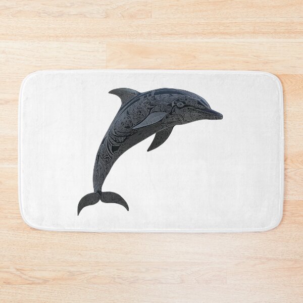 Item preview, Black Dolphin Painting with Tribal Patterns designed and sold by MagicalOceanArt.