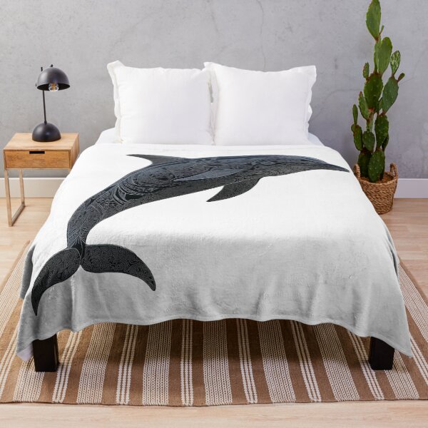Item preview, Black Dolphin Painting with Tribal Patterns designed and sold by MagicalOceanArt.