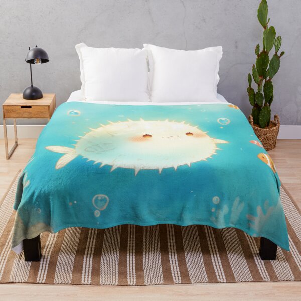 Item preview, Cute Pufferfish Among the Coral Reef designed and sold by AshiraCreations.