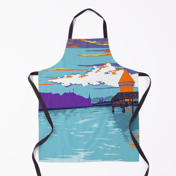 Item preview, Kapellbrucke Over River Reuss with Wasserturm in Lucerne Switzerland WPA Poster Art designed and sold by patrimonio.
