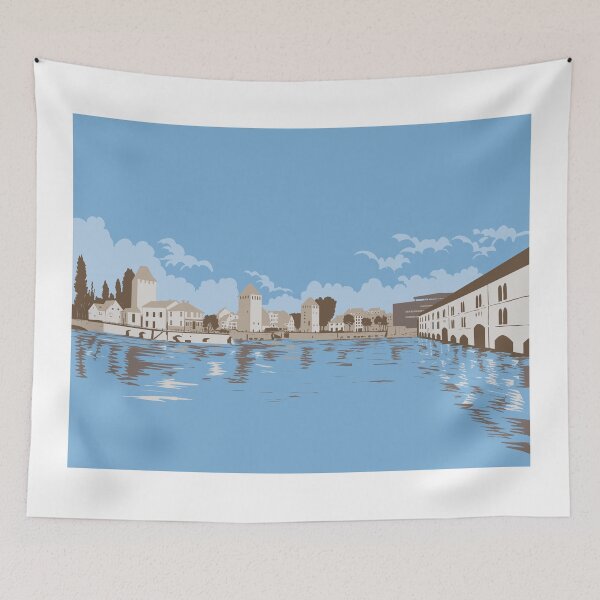 Item preview, Ponts Couverts and Barrage Vauban on River III Strasbourg France WPA Poster Art designed and sold by patrimonio.