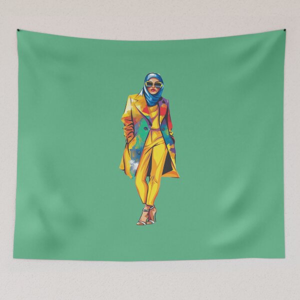 Item preview, Vibrant Hijabi Style - Multicolor Coat & Yellow Outfit | Ramadan designed and sold by ThisTee.