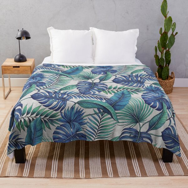 Item preview, Blue and Teal Tropical Leaves Pattern designed and sold by hellcom.