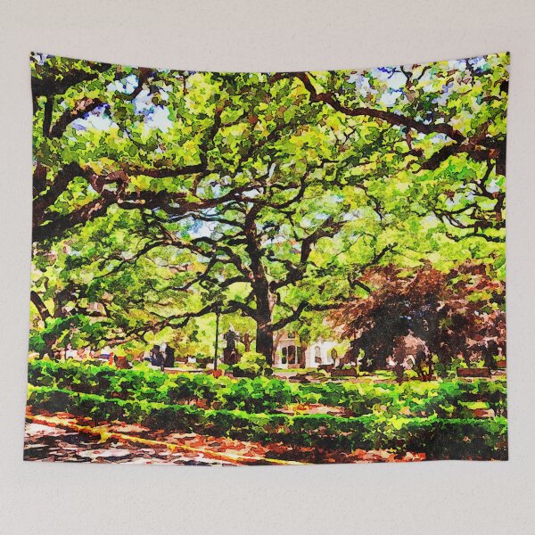 Item preview, Watercolor painting of trees and statue in Reynolds Square, Savannah designed and sold by GestaltImagery.