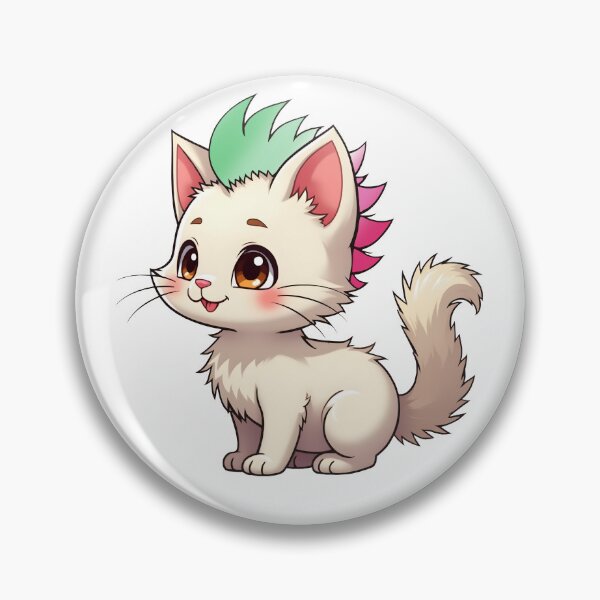 Item preview, Adorable Kawaii Kitty with Cute Abrosexual Pride Rainbow Mohawk designed and sold by Travelslightly.