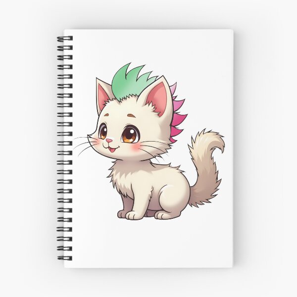 Item preview, Adorable Kawaii Kitty with Cute Abrosexual Pride Rainbow Mohawk designed and sold by Travelslightly.