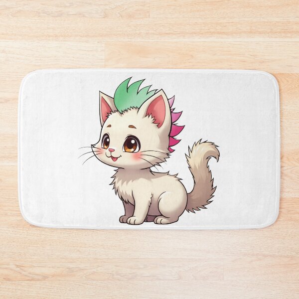 Item preview, Adorable Kawaii Kitty with Cute Abrosexual Pride Rainbow Mohawk designed and sold by Travelslightly.