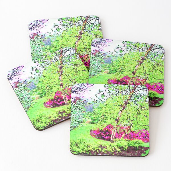 Item preview, Vibrant watercolor landscape of a lush spring garden designed and sold by GestaltImagery.