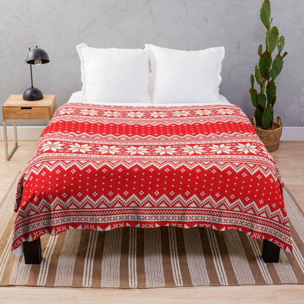 Item preview, Red Fair Isle Snowflake Christmas Pattern designed and sold by newburyboutique.