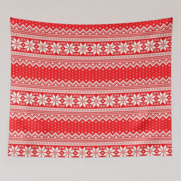 Item preview, Patrón navideño de copos de nieve Fair Isle en rojo designed and sold by newburyboutique.