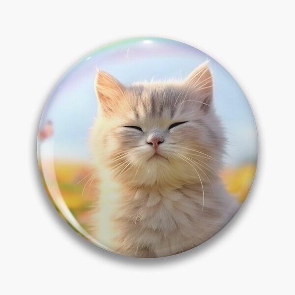 Item preview, a fluffy sleepy cat in a flowery field with butterflies designed and sold by Fluffy-Fields.