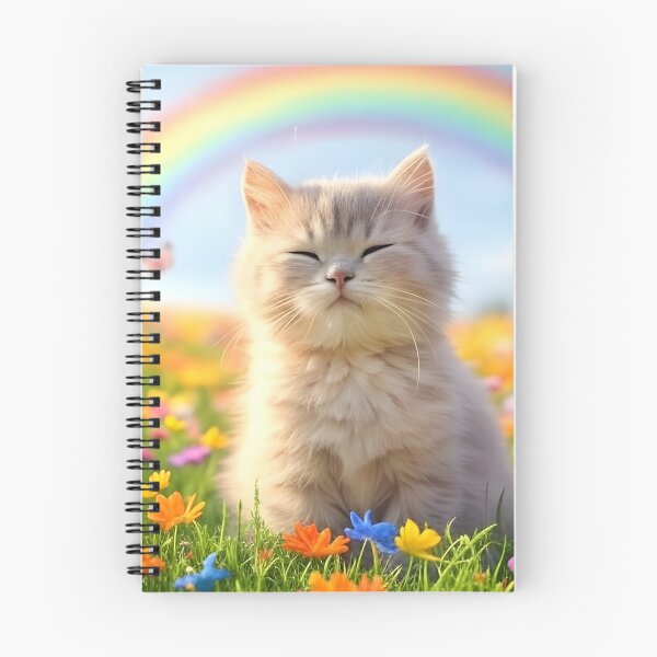 Item preview, a fluffy sleepy cat in a flowery field with butterflies designed and sold by Fluffy-Fields.