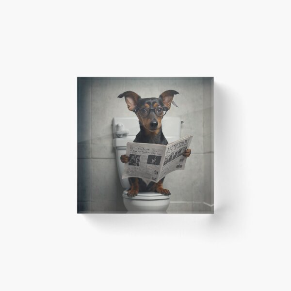 Item preview, Dachshund Reading Newspaper on Toilet designed and sold by vk09.