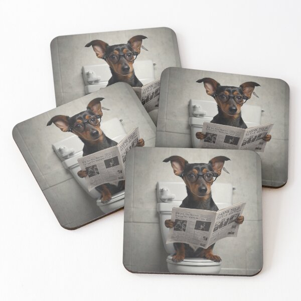Item preview, Dachshund Reading Newspaper on Toilet designed and sold by vk09.