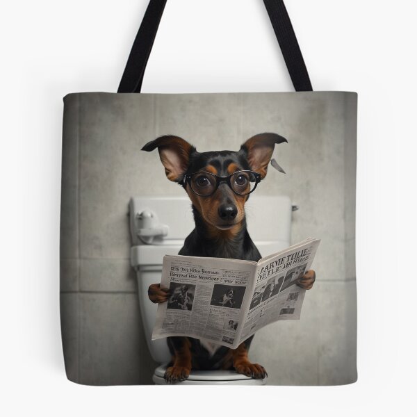 Item preview, Dachshund Reading Newspaper on Toilet designed and sold by vk09.