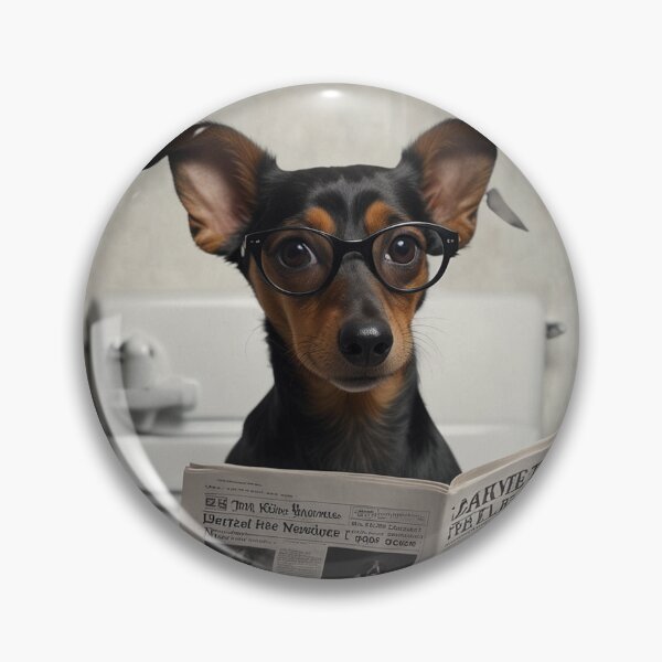 Item preview, Dachshund Reading Newspaper on Toilet designed and sold by vk09.