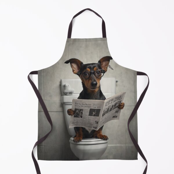 Item preview, Dachshund Reading Newspaper on Toilet designed and sold by vk09.