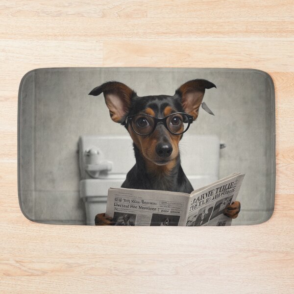 Item preview, Dachshund Reading Newspaper on Toilet designed and sold by vk09.