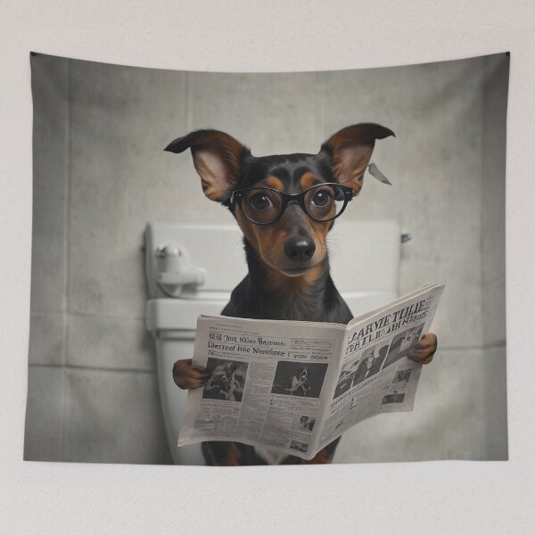 Item preview, Dachshund Reading Newspaper on Toilet designed and sold by vk09.