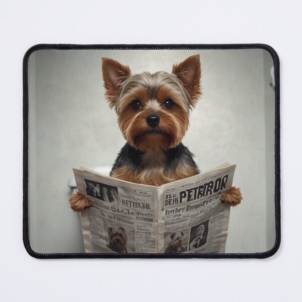 Item preview, Yorkshire Terrier Reading Newspaper on Toilet designed and sold by vk09.