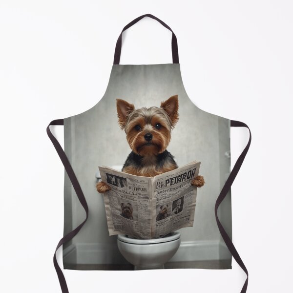 Item preview, Yorkshire Terrier Reading Newspaper on Toilet designed and sold by vk09.