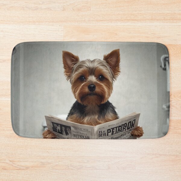 Item preview, Yorkshire Terrier Reading Newspaper on Toilet designed and sold by vk09.