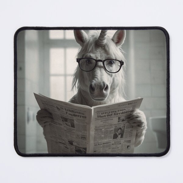 Item preview, Whimsical Unicorn Reading Newspaper in Bathroom designed and sold by vk09.
