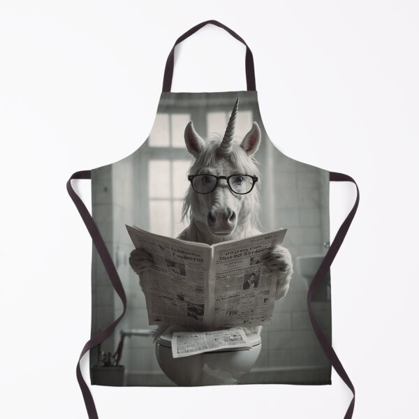 Item preview, Whimsical Unicorn Reading Newspaper in Bathroom designed and sold by vk09.