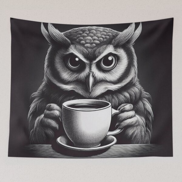 Item preview, Funny up all night Owl drinking coffee designed and sold by Boxing Kangaroo Retail Company.
