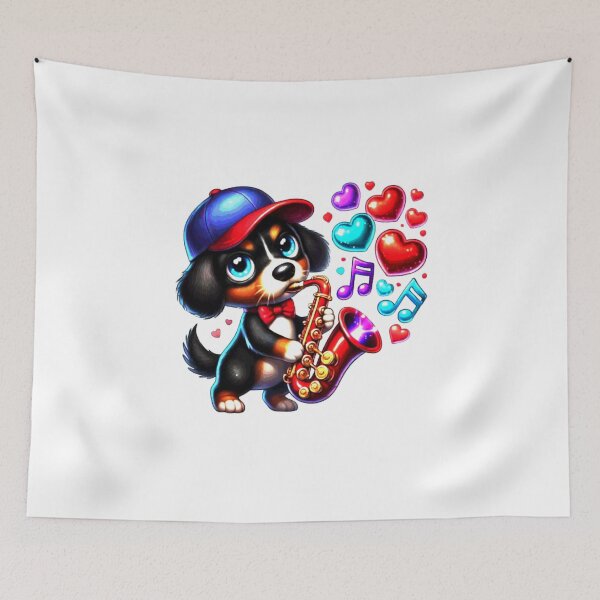 Item preview, Cute Dachshund Valentines Day Heart Lover Dog Music Sax designed and sold by Creat-Des.