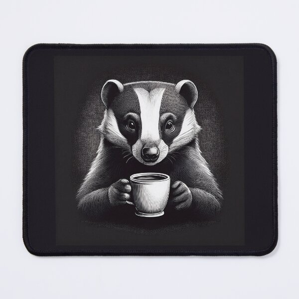 Item preview, Funny up all night Badger drinking coffee designed and sold by Boxing Kangaroo Retail Company.
