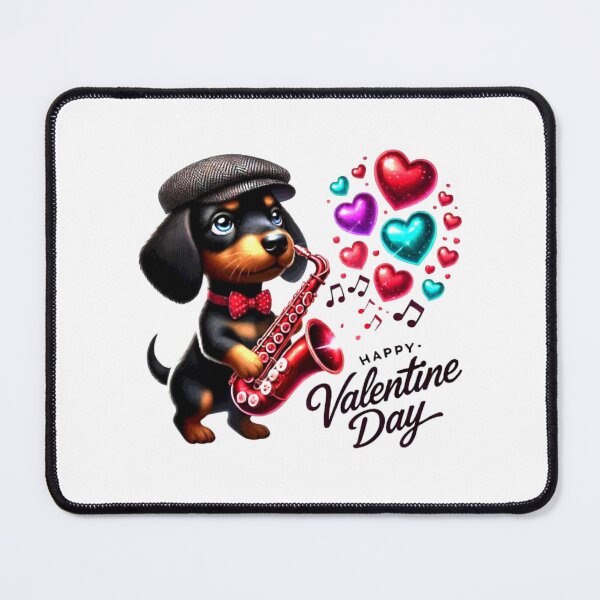 Item preview, Cute Dachshund Valentines Day Heart Lover Dog Music Sax designed and sold by Creat-Des.