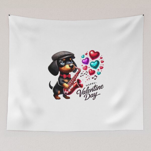 Item preview, Cute Dachshund Valentines Day Heart Lover Dog Music Sax designed and sold by Creat-Des.